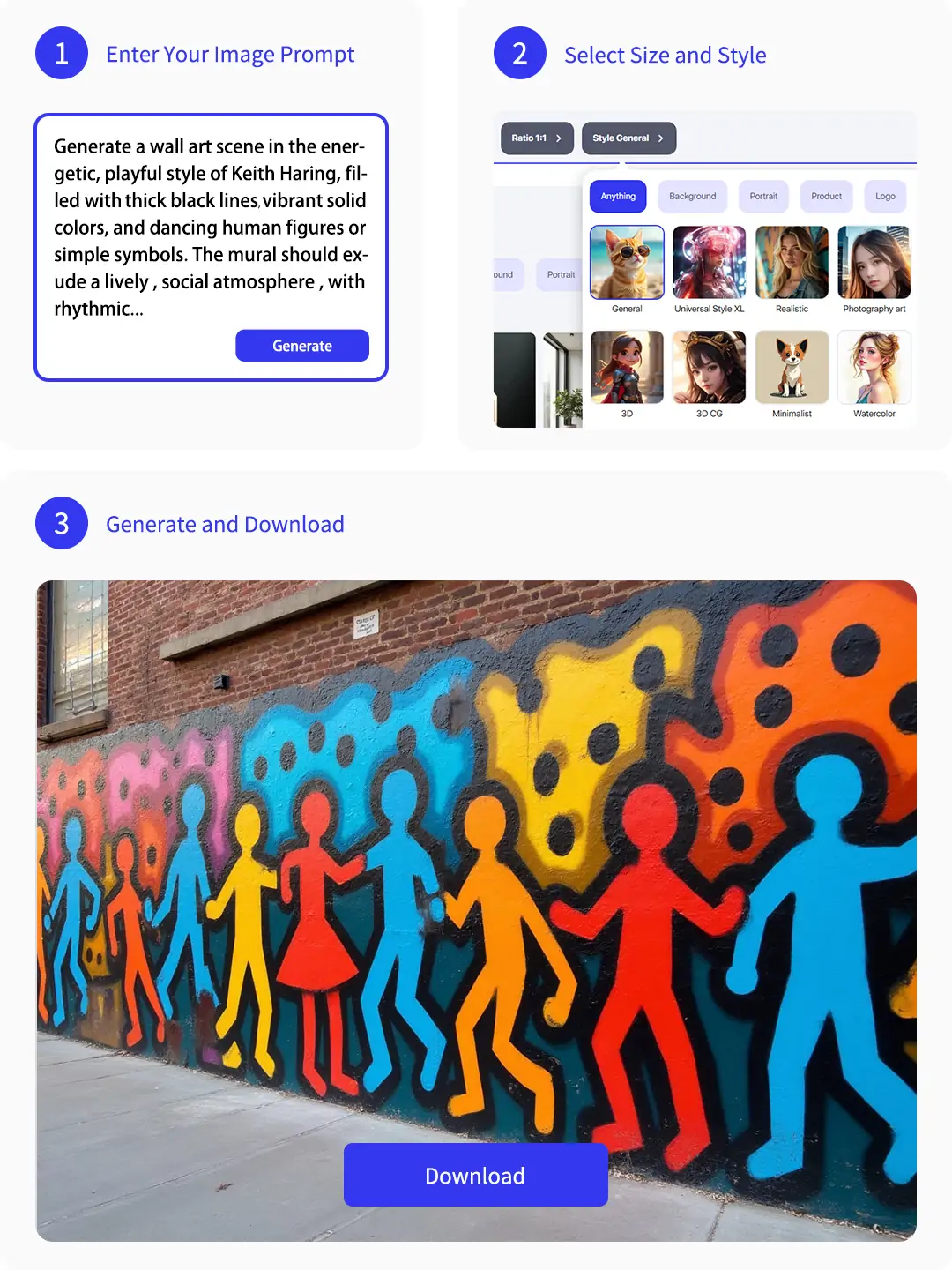 Three steps in creating wall art with wall art generator