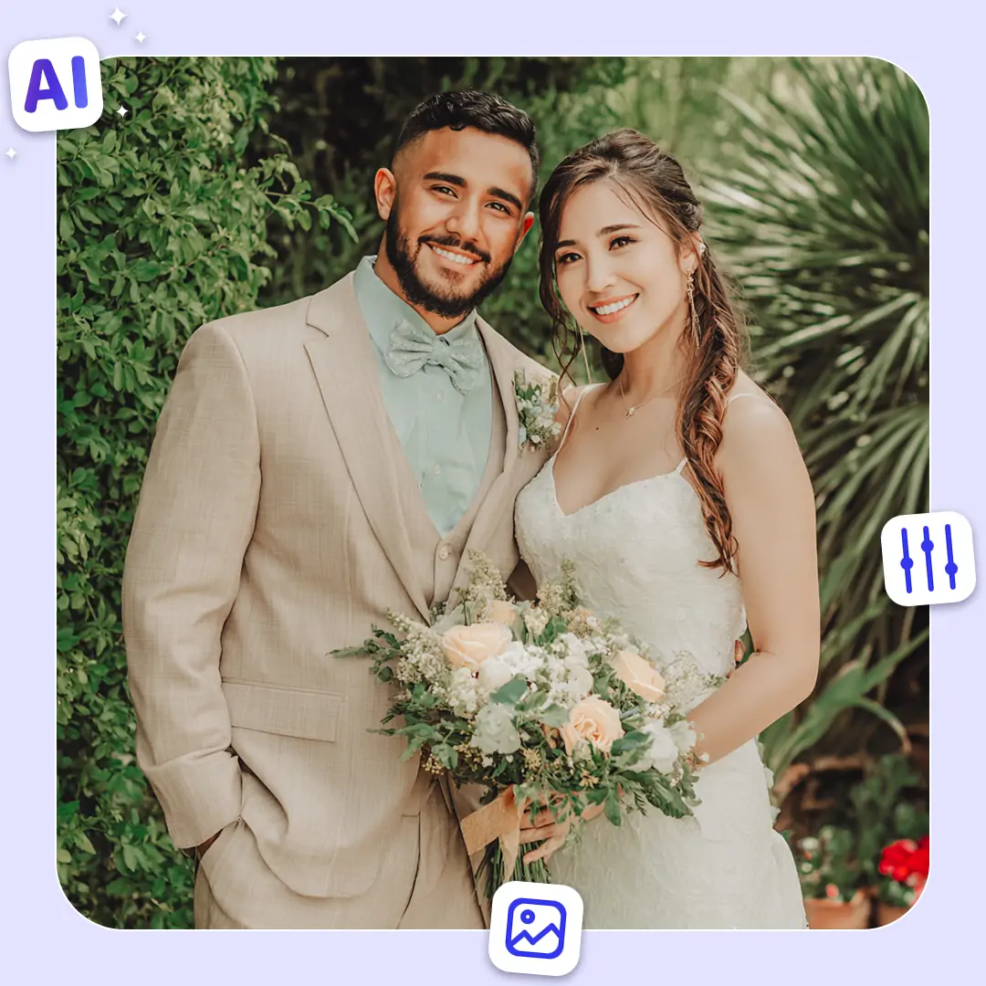 A wedding photo editing by Pokecut