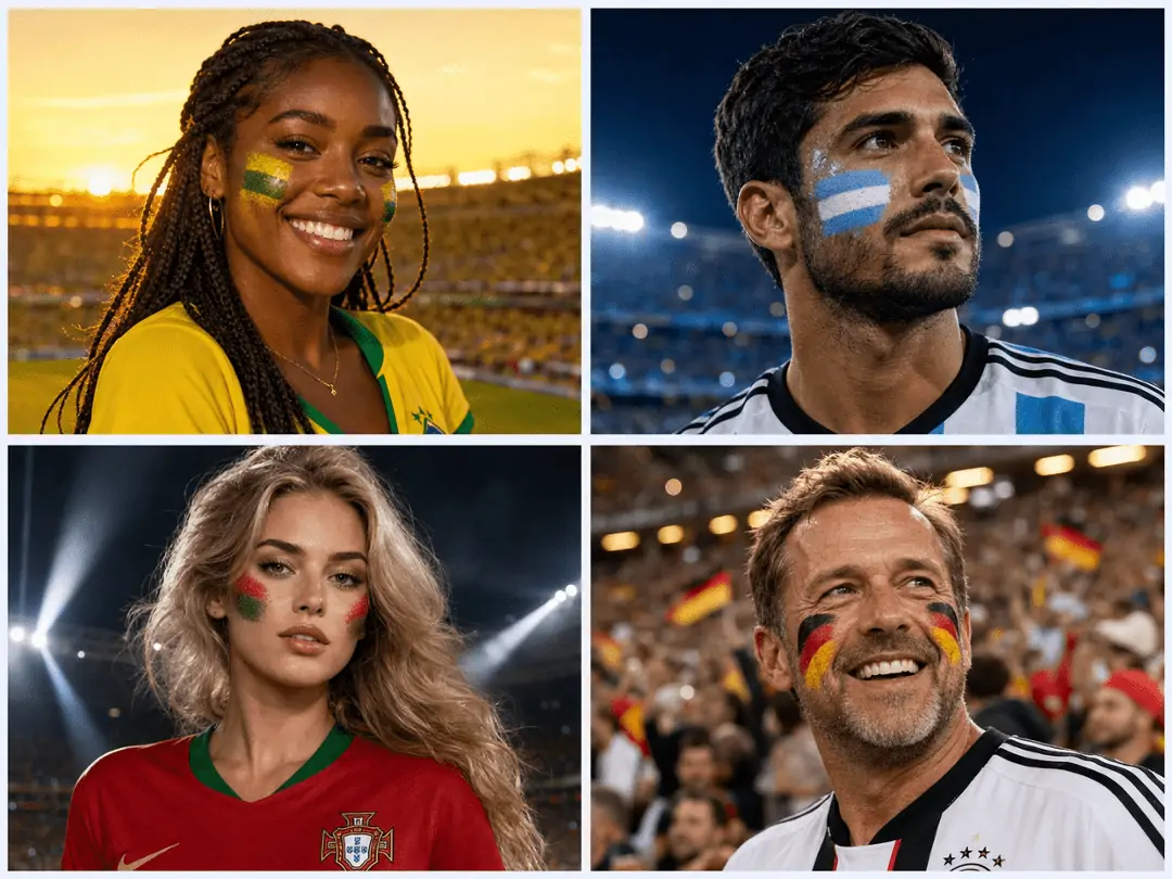 Preset-based World Cup makeup styles for a selfie