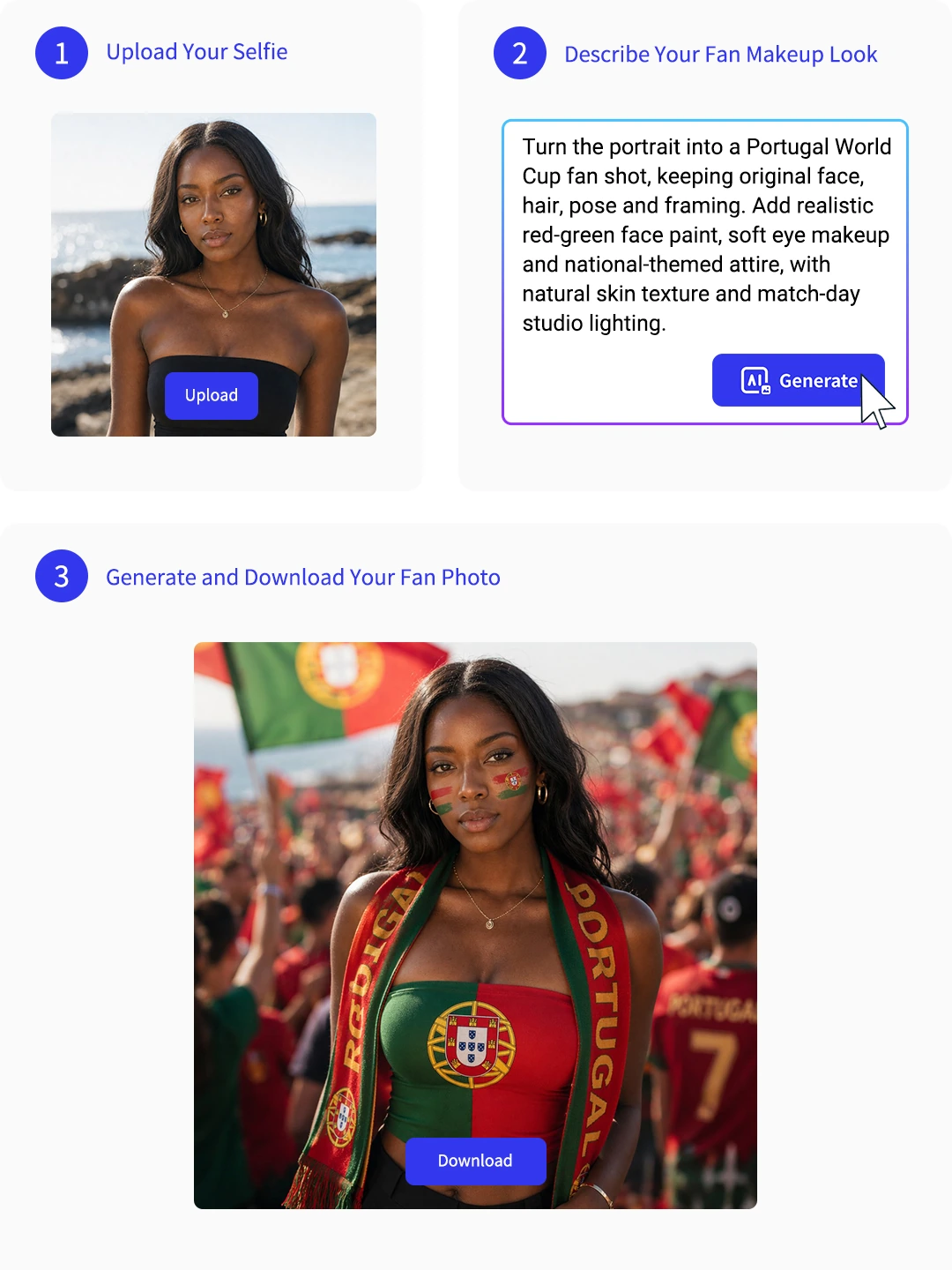 Create a World Cup makeup filter photo in three steps