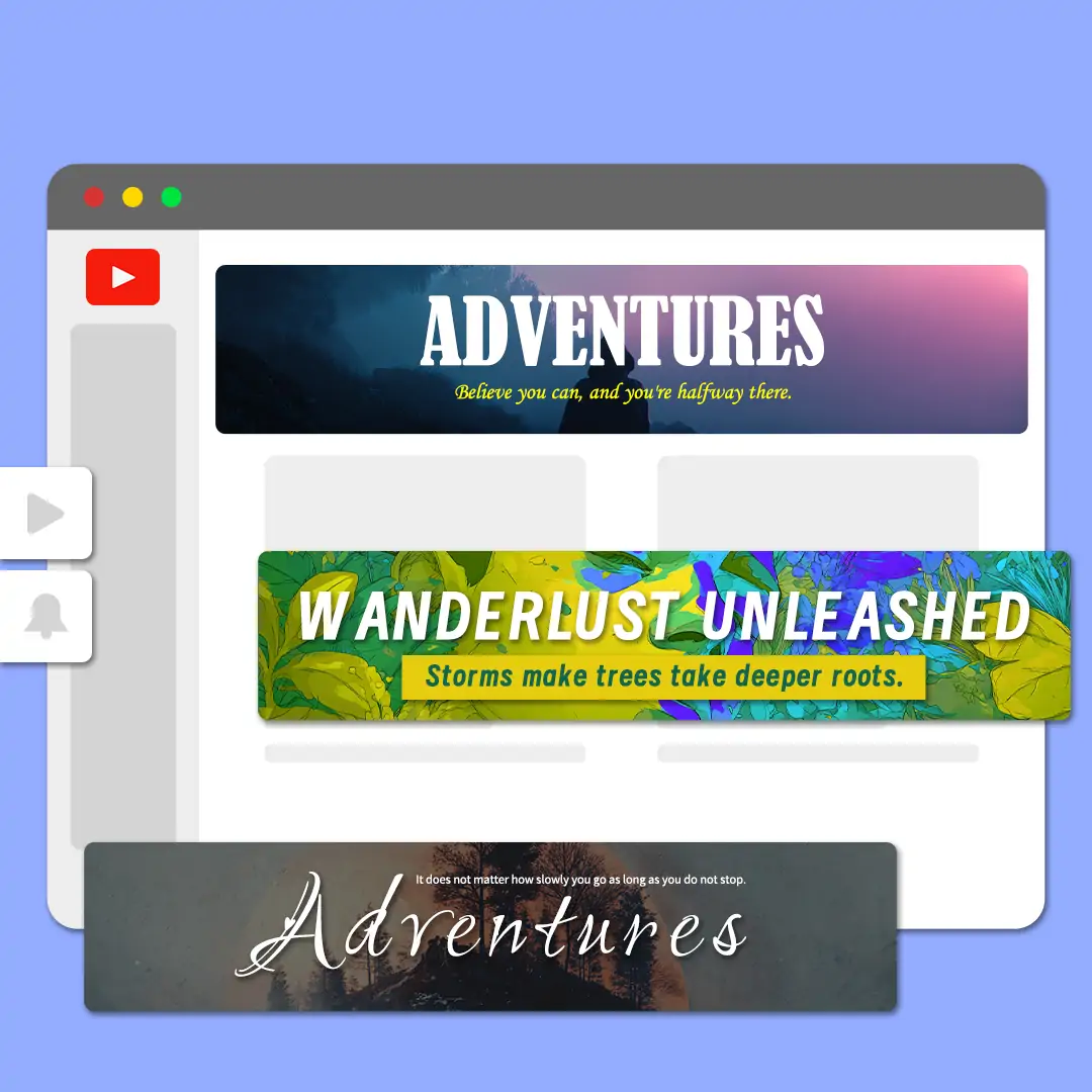 Design YouTube banners in different styles using the YouTube banner maker